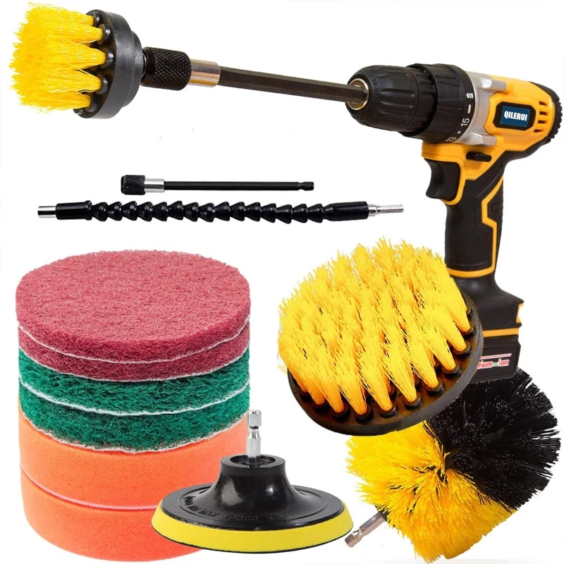 

13 шт., щетка для чистки колес автомобиля, грузовика, щетка для очистки обода, тряпка, щетка для электрической дрели