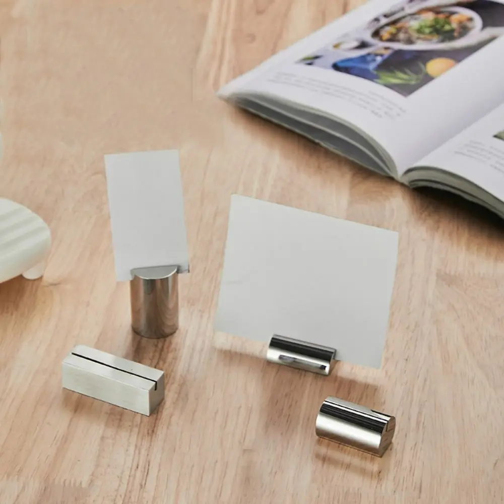 Display Stand Stainless Steel Card Holder Solid Funny Number Sign Holder Creative Label Menu Card
