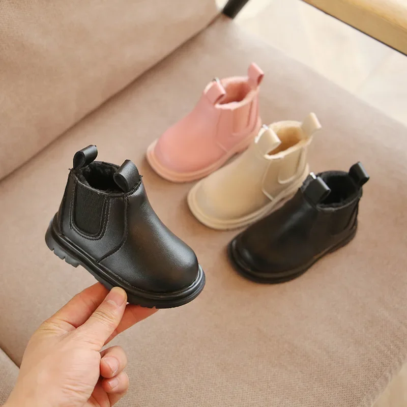 Baby Boots Snow Boots Vintage Children Fur Black White Pink Platform Girls Boys Keep Warm