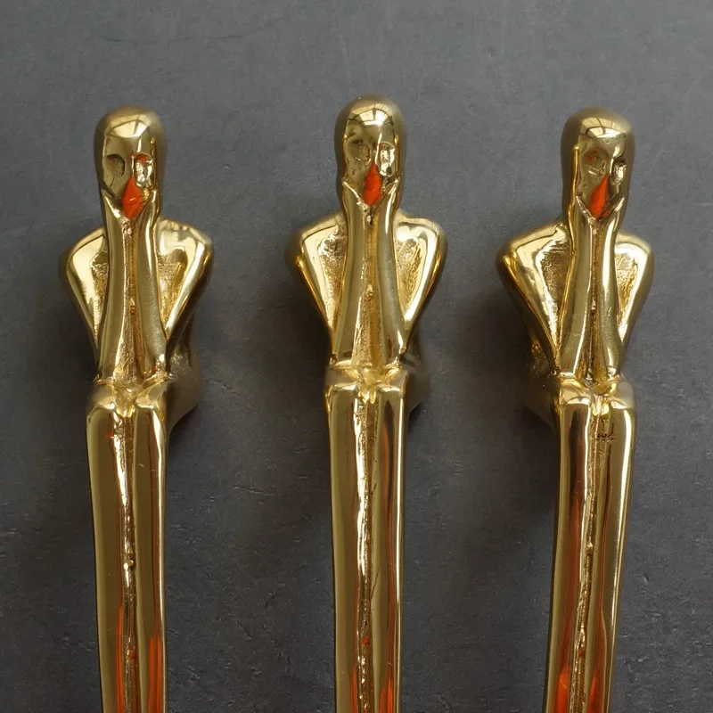 Description Picture 4 of itemCreative Solid Brass Thinker Shape Long Handle Wardrobe Kitchen Dresser Cabinet Door Drawer Handles and Pulls Furniture Hardware