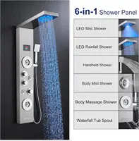 LED Shower Panel Tower System with Rainfall and Mist Shower Head 6-in-1 Shower Panels with Jets and Handheld and Digital 2