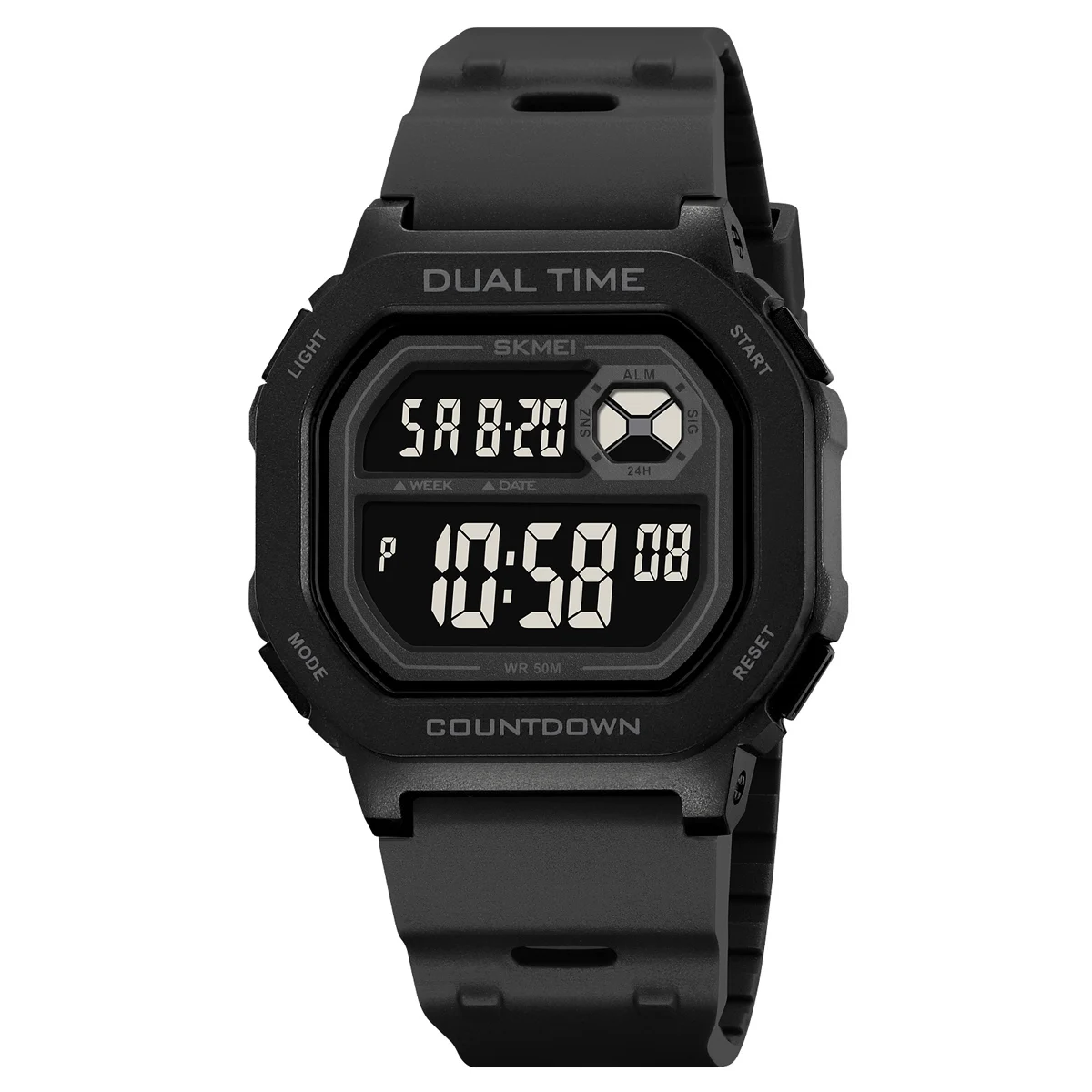 SKMEI Orologio Sportivo Digitale Uomo | Ultra Sottile 40mm | 50m Impermeabile Cronometro Doppio Fuso LED