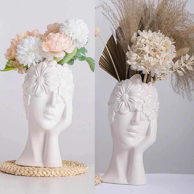 Contemplative Girl Unique Flowerpot Molds Silicone Texture for Craft Vase