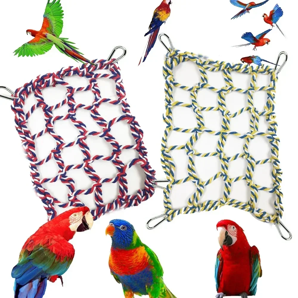 Bird Netting Parrot Toys Nylon Rope Parrot Hanging Pad Toys Chewing Training Tools Bird Supplies Cage Accessories