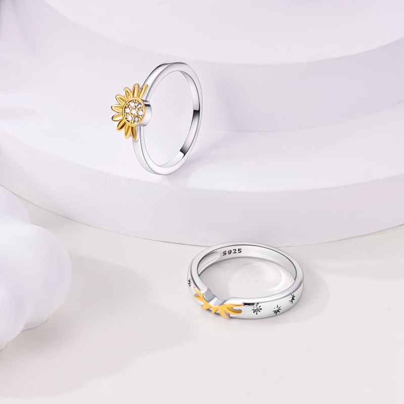 Silver Rings Silver Ring Wedding Rings Women Fashion Narrow Ring 925 Sterling Silver Original Design Cubic CZ Zircon Princess Combo Stacking Ring Wedding Jewelry