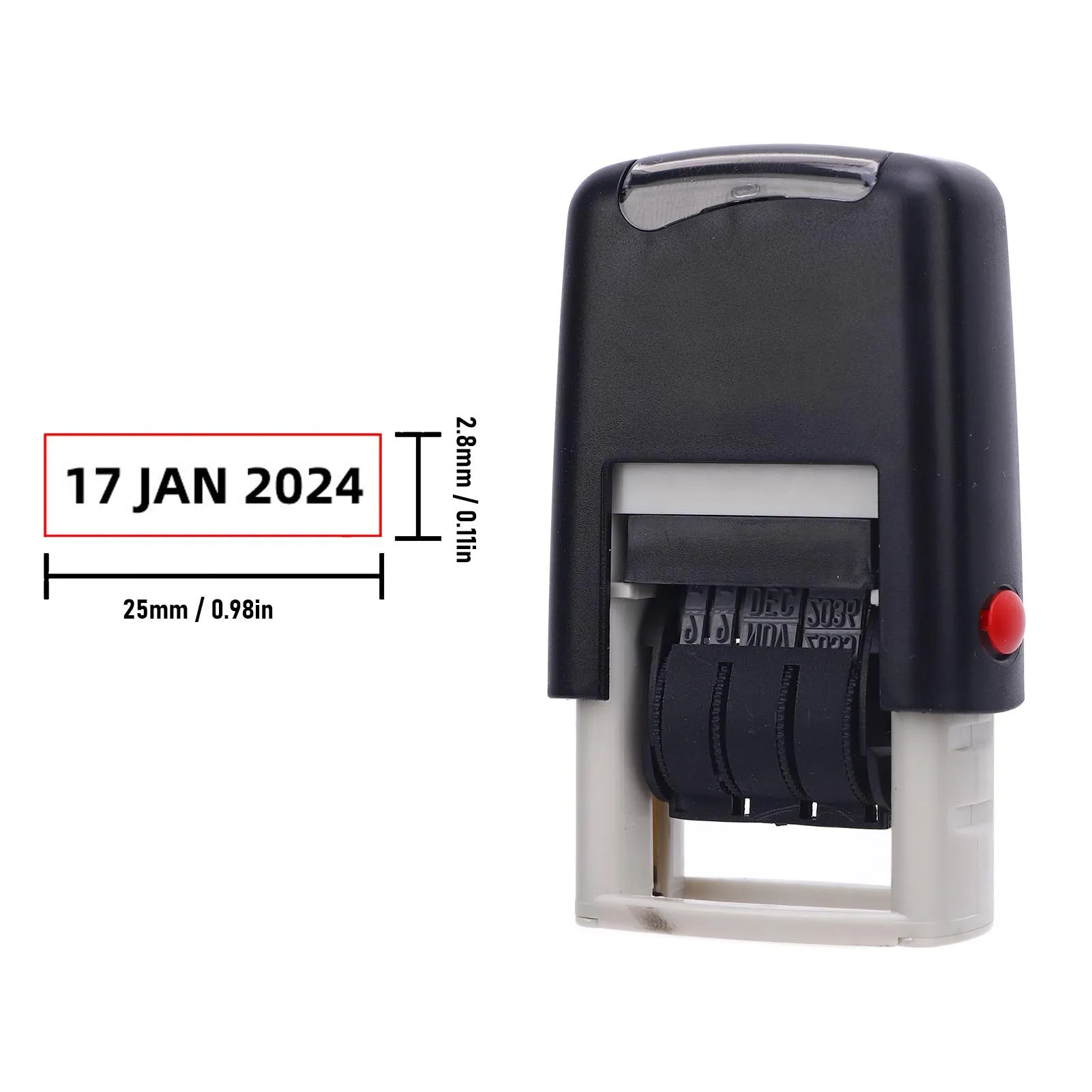 Date Stamp 25x2.8mm English Date Clear Imprint Quick Drying Adjustable Self Inking Stamp Self Inking Date Stamp
