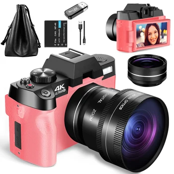 G-Anica 핑크 디지털 사진 카메라, 4K 무선 네트워크 카메라, 브이로그 비디오 레코더, 유튜브 48MP 카메라, PC 전송 지원