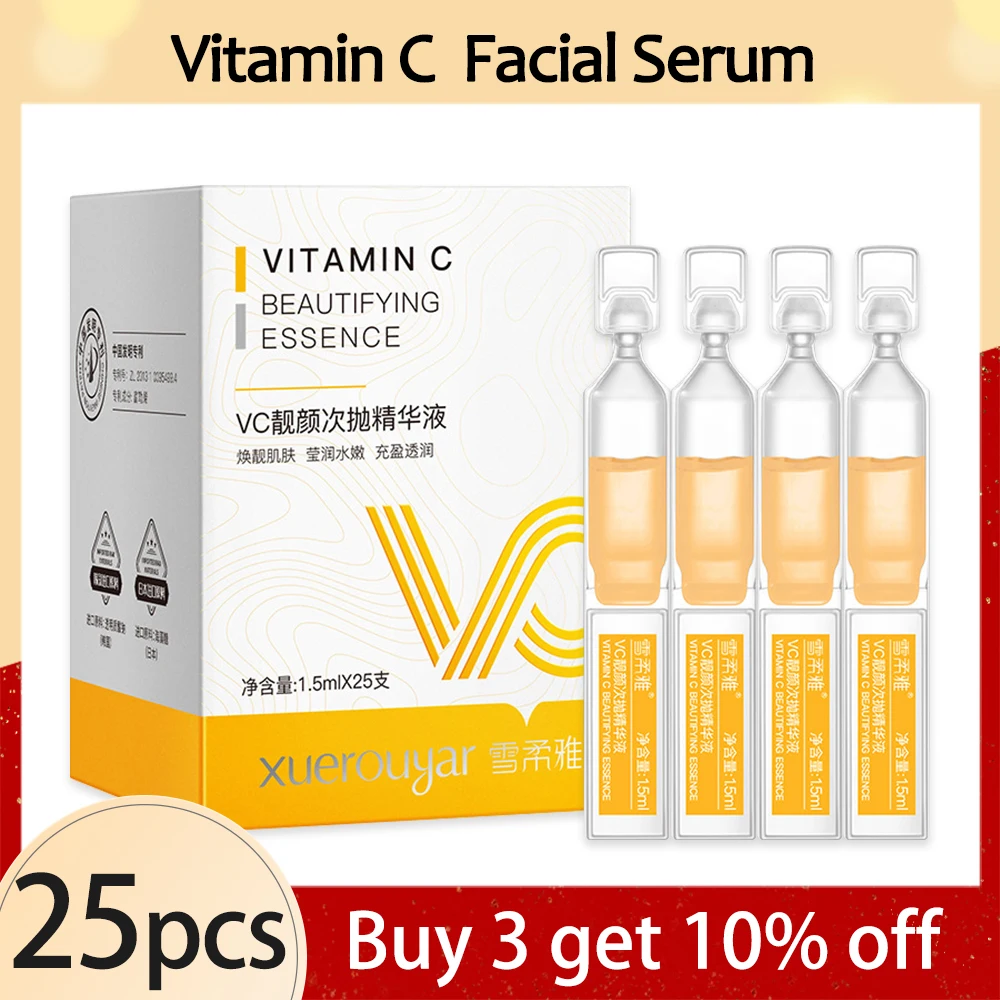 25-75Pcs Hyaluronic Acid Facial Serum  Essence Vitamin C Nicotinamide Nourish Repair Fine Lines Dark Spot Anti Aging Essence Set