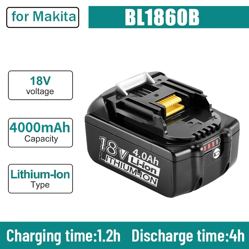 

100% Original Makita 18V 4000mAh Rechargeable Power Tools Makita Battery with LED Li-ion Replacement LXT BL1860B BL1860 BL1850