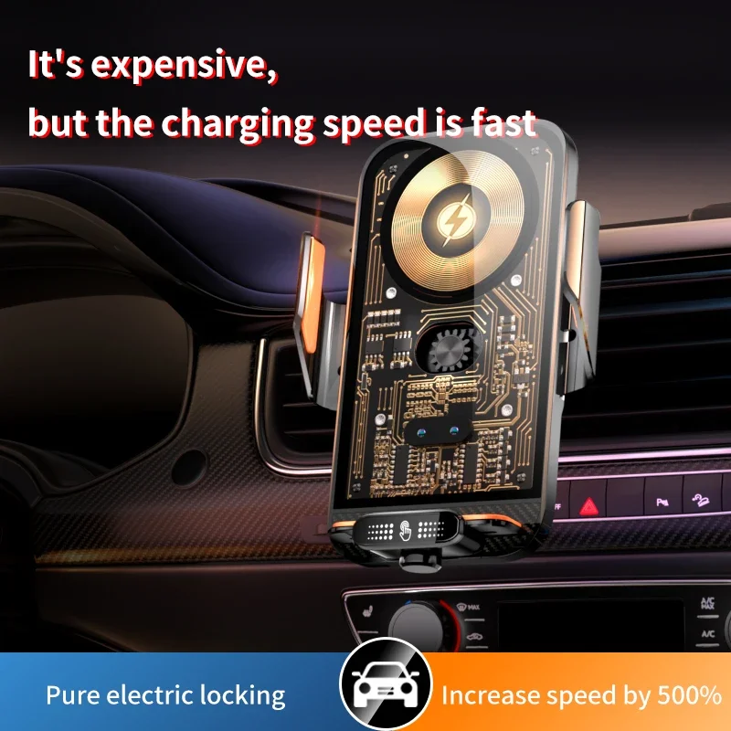 Phone Holder Car Phone Holder 66W Wireless Charger Mobile Phone Holder Intelligent Infrared Air Vent Clip for iPhone Samsung Xiaomi Universal