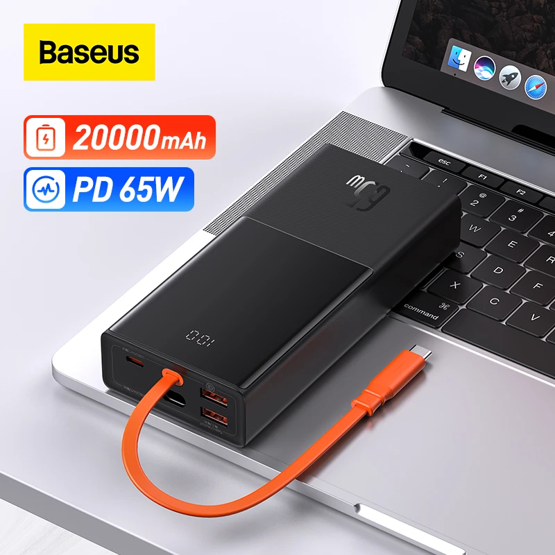 Baseus Banco de energía de PD cargador portátil de 65W, cargador rápido para portátil, Huawei, Samsung, Apple Book, Lenovo| | - AliExpress