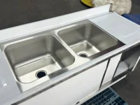 ตู้เก็บของสแตนเลสลดราคาพิเศษ พร้อมอ่างล้างจานสองอ่างและแผ่นกันน้ำกระเด็น พร้อมบานเลื่อน 5