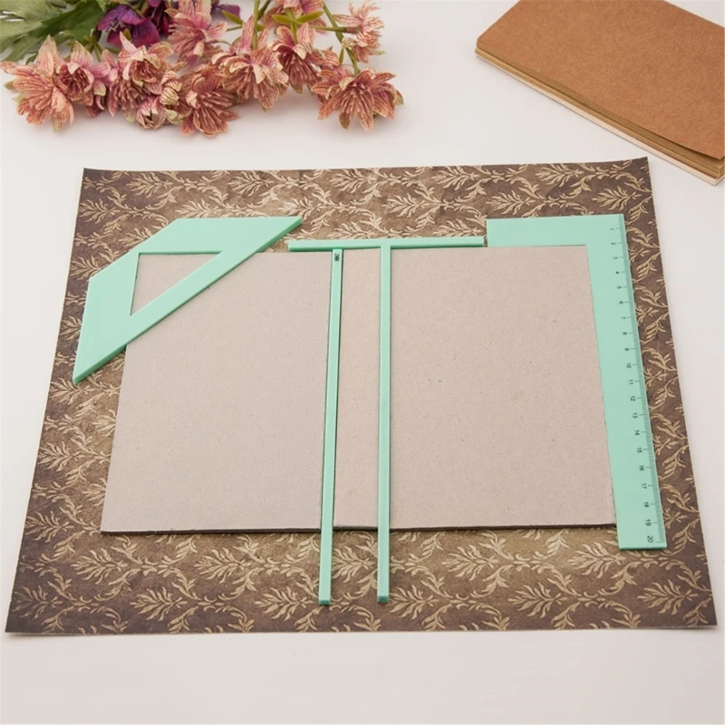 Bookbinding Set L Ruler T Ruler Spacing Guide Corner Cutting Square Binding Tool Sewing Needle