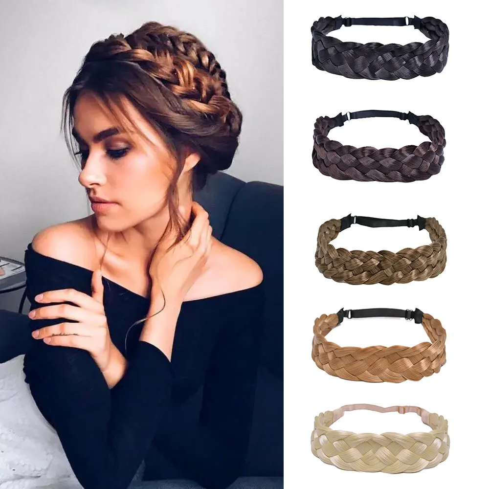 

Synthetic Headband Fishtail Braids Hair With Adjustable Belt Plaited Hairband Bohemian Style Women Hairstyle Hairpieces