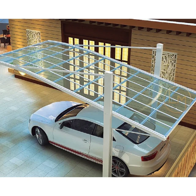 2,9x5,45 Meter bewegliche Garage Outdoor-Markise Schieben Regenschutz  Schuppen Aluminium PC-Board Auto Shade