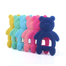 Mordedor de silicona con diseño de oso de dibujos animados para bebé, cadena de chupete, collar, accesorios para dentición infantil, juguetes, regalos, 5 uds.