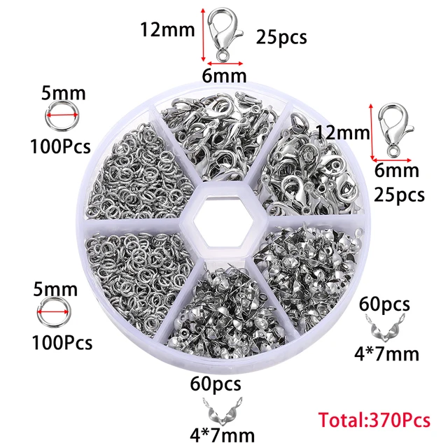 Anelli Per Gioielli 1200 Pezzi - Set Con 6 Misure Per Braccialetti, Collane Fai Da Te, Colore Argento - Foto 3