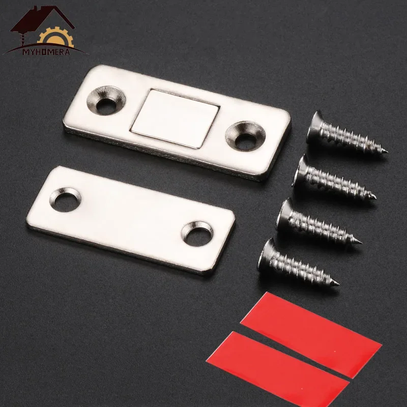 2pcs/ Set Magnetic Cabinet Catches Magnet Door Stops Hidden Door Closer With Screw For Closet Cupboard Case Drawer Furniture DIY