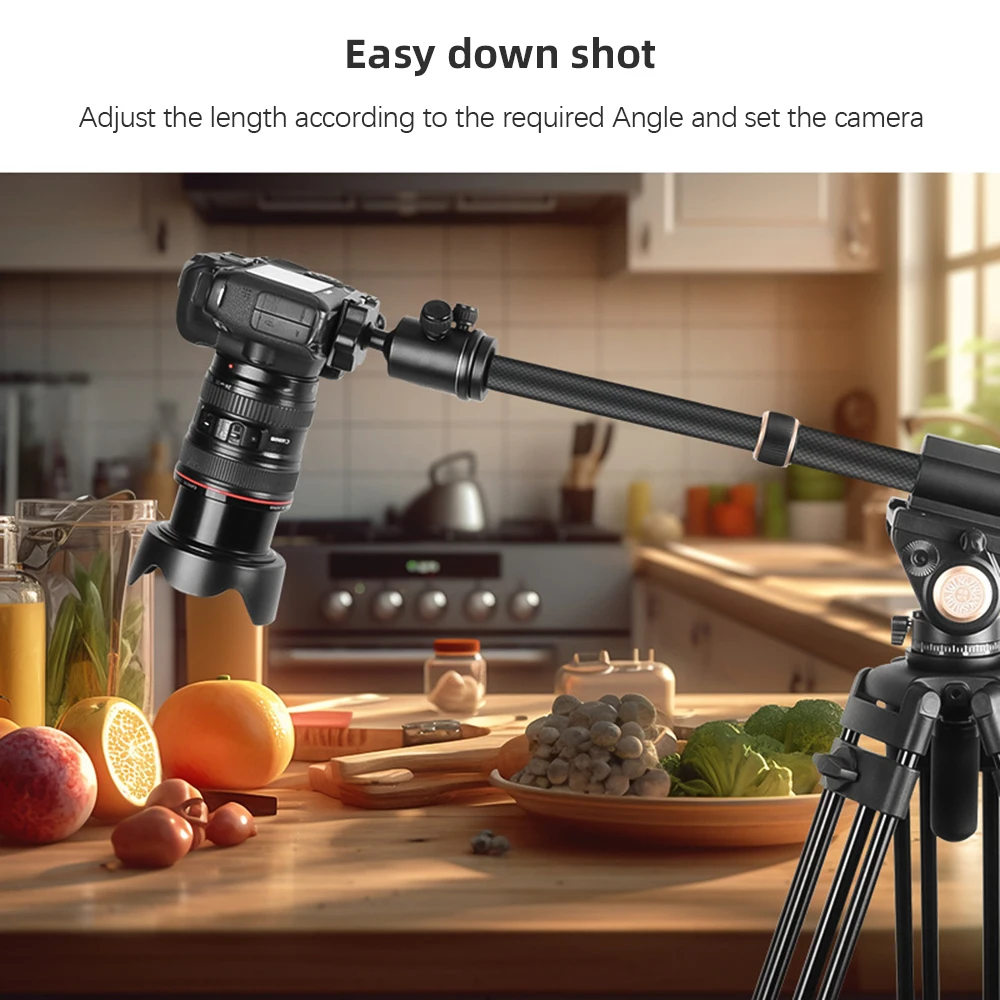 36.6" Tripod Extension Rod Boom Arm for Tripod QR Plate 10KG Payload 2 Adjustable Sections 1/4in to 3/8in for Studio Photography