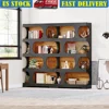 S Shaped Tall Bookcase Set of 2 4 Tier Modern Freestanding Storage Shelving Stylish Bookshelf Space Saving Display Units 1