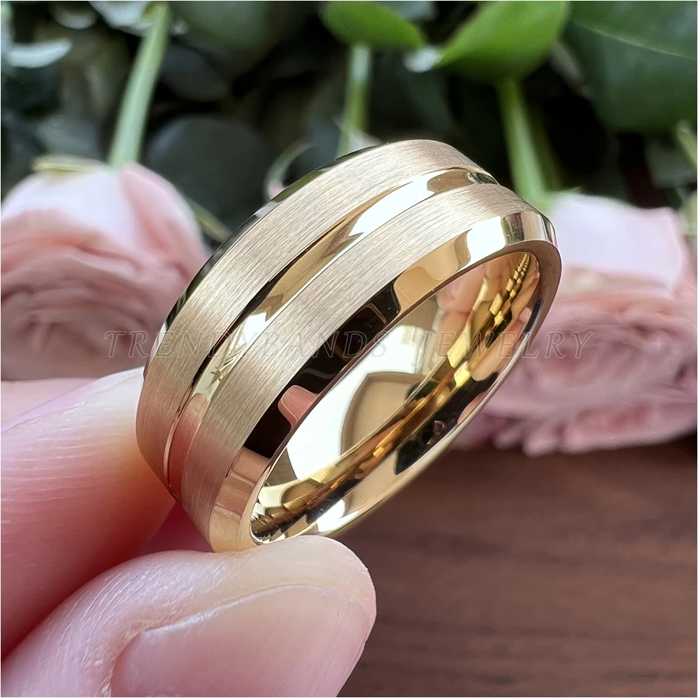 6mm 8mm Tungsten Ring for Men Women Engagement Wedding Band Beveled Edges Matte Finish Comfort Fit