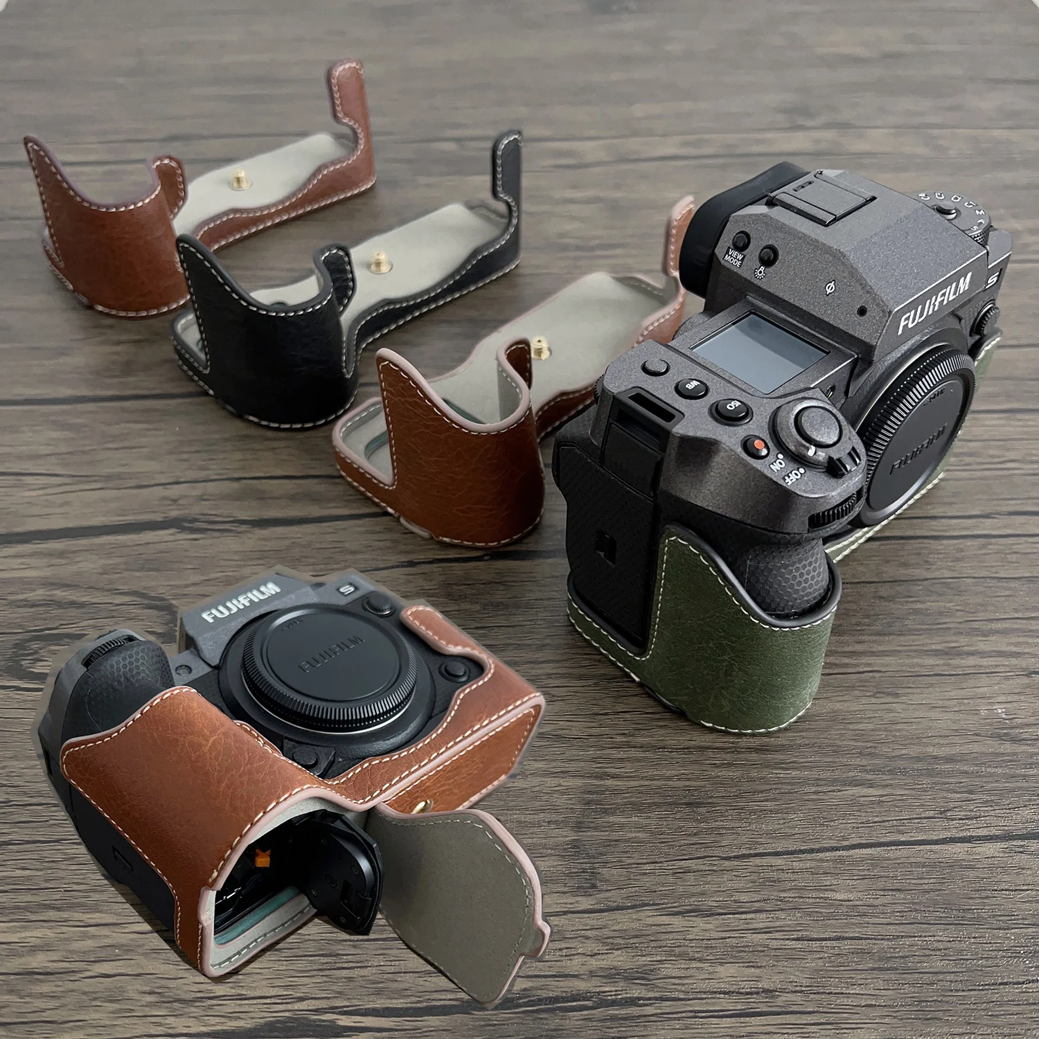 Custodia In Pelle Pu Borsa Per Fotocamera Per Fujifilm Xh2S X-H2S Base Per Maniglia Protettiva Copertura Per Mezzo Corpo Portatile Con Apertura Della 