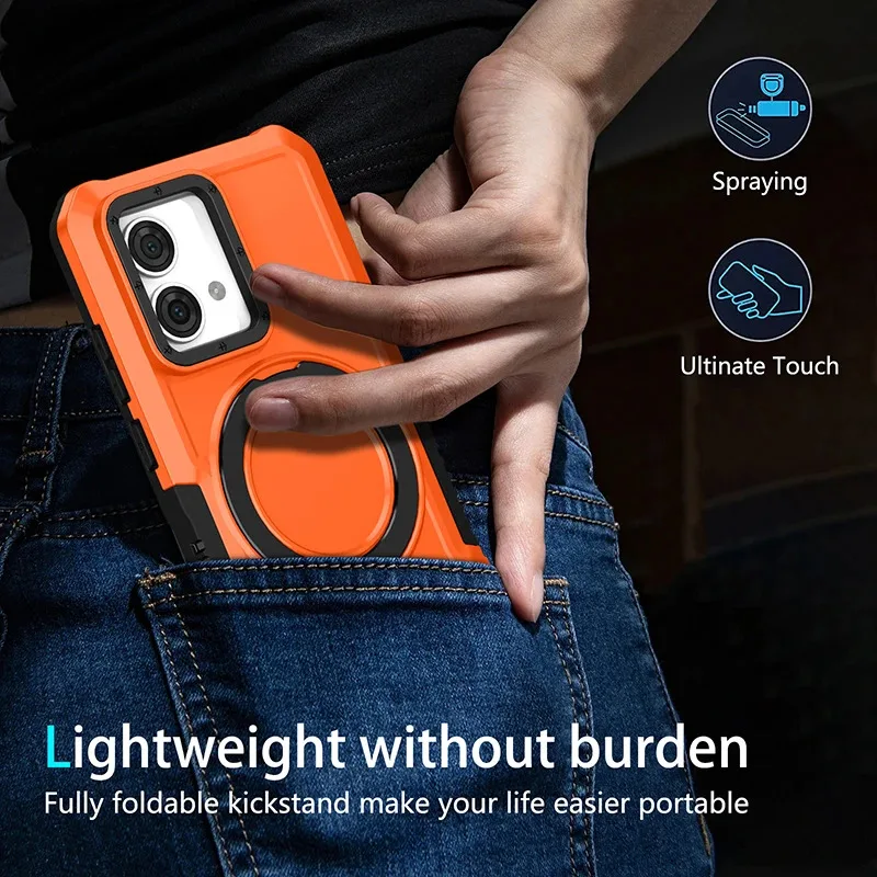 Shockproof Armor Phone Case with Rotating Ring Stand