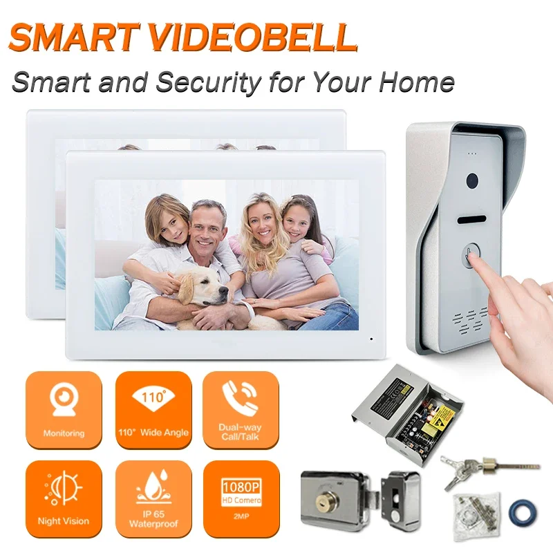 

Metal Video Door Phone Intercom System With Electric Lock Smart Doorbel Wifi Outdoor 4 House Complete Display And Accessories