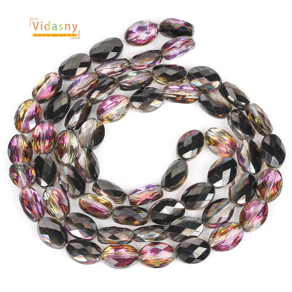 8x11mm Schwarz Mehrfarbig Glas Kristall Facettierte Perlen Für Schmuck Machen Oval Lose Perlen Diy Zubehör Armbänder 8x11mm