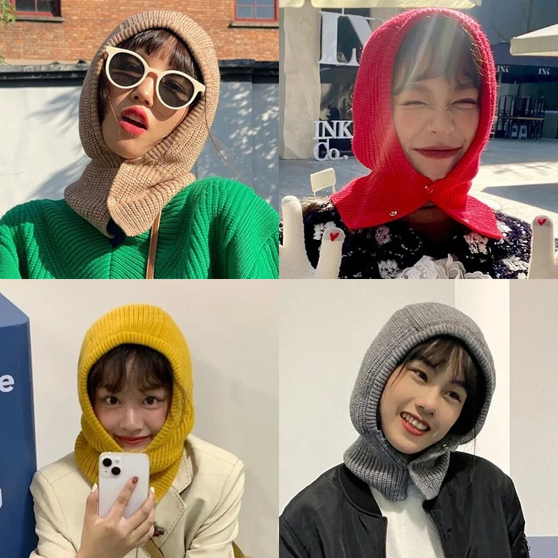 Korean Balaclava Fashion Pullover Knitted Hat Women Men