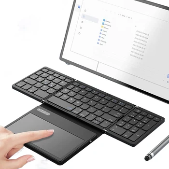 Wireless Folding Keyboard with Touchpad Quadruple Folding Portable Travel Keyboard Ultra Slim Keyboard for Android IOS Windows 1