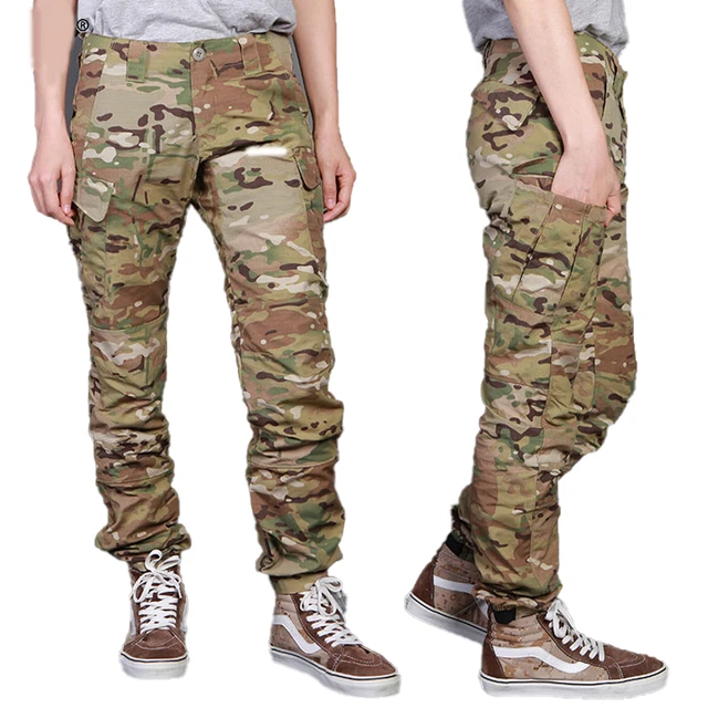  APTRO Pantalones cargo casuales para hombre, pantalones  militares tácticos de camuflaje, pantalones de combate con bolsillos, Camo  Negro : Ropa, Zapatos y Joyería