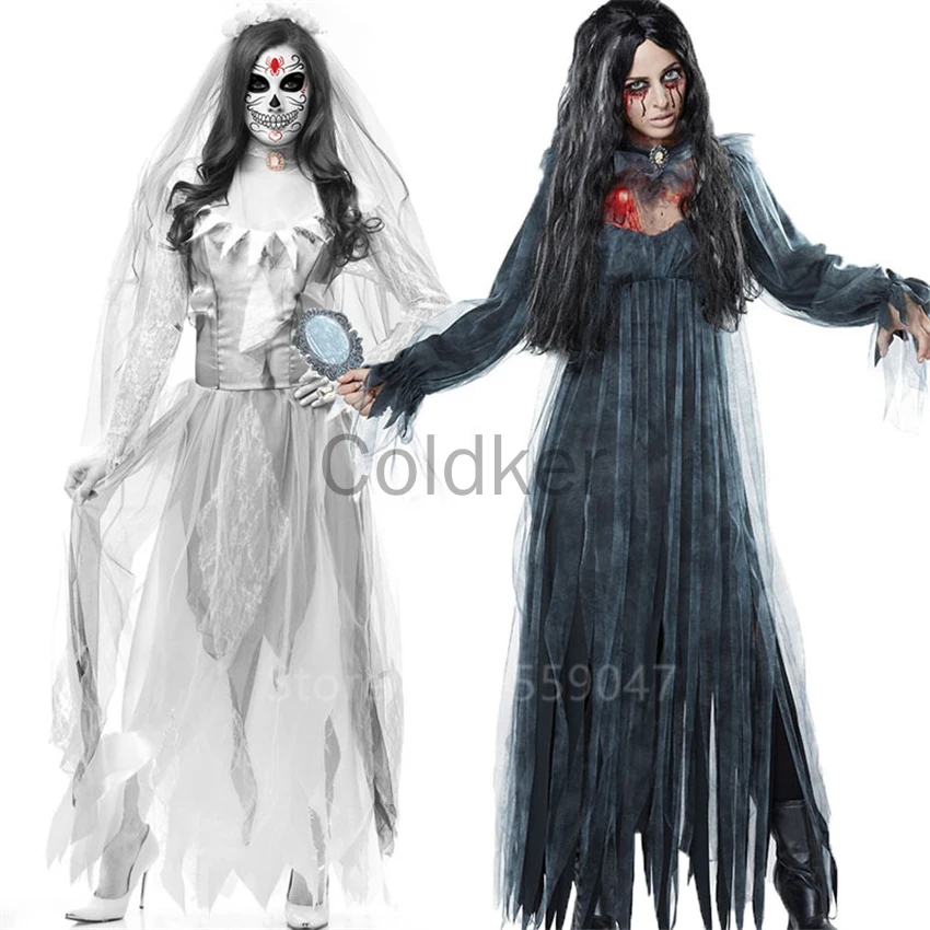 New Halloween Scary Wedding Bride Costumes for Women Cosplay Ghost Zombie Demon Vampire Dress Adult Carnival Party Disfraz