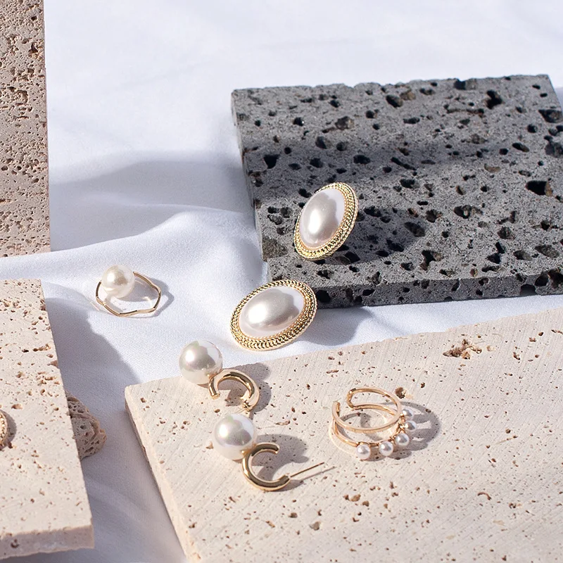 Plateau à Bijoux En Pierre Naturelle - 10x10x1 Cm, Idéal Pour La Photographie De Produits