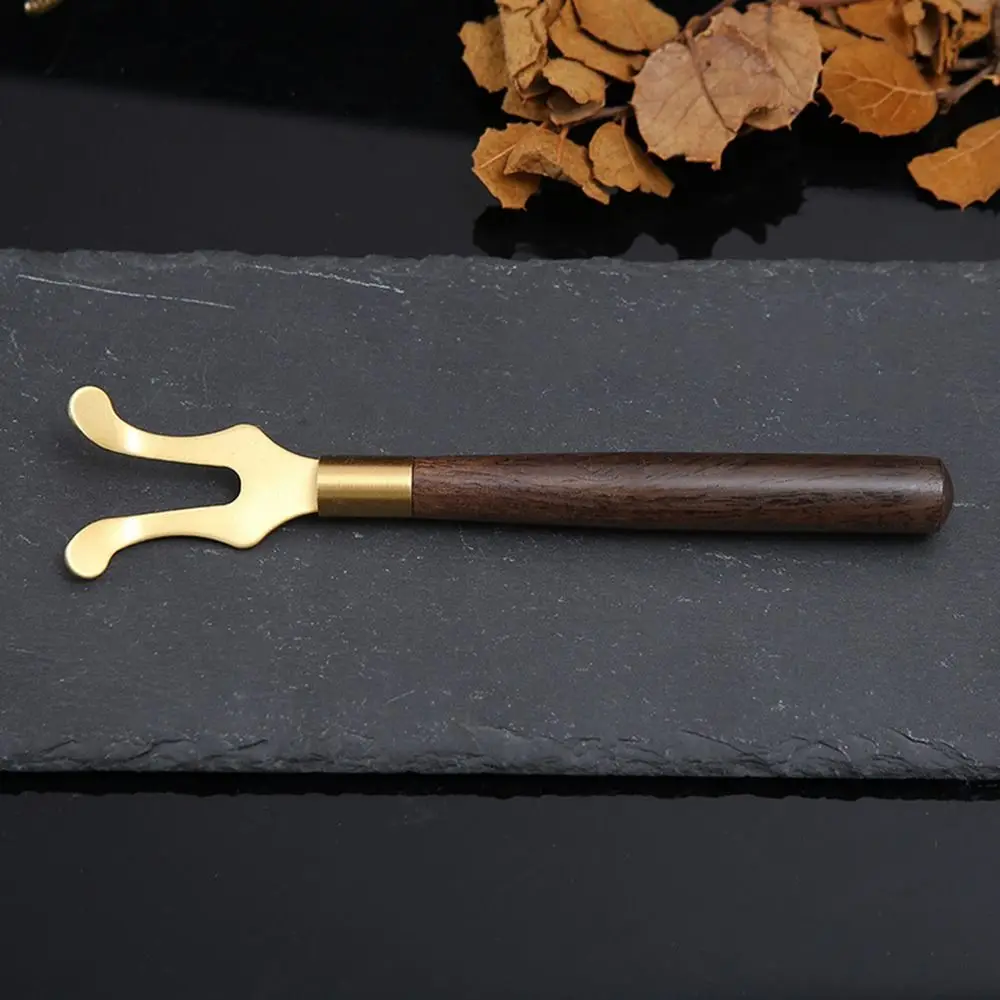 Teapot Lid Clip Wooden Handle Tea Kettle Cover Fork for Cast Iron Hot Tea Pot