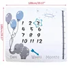 1 Set Baby Monthly Record Growth Milestone Blanket Newborn Photography Props Accessories Cartoon Printing Background 2