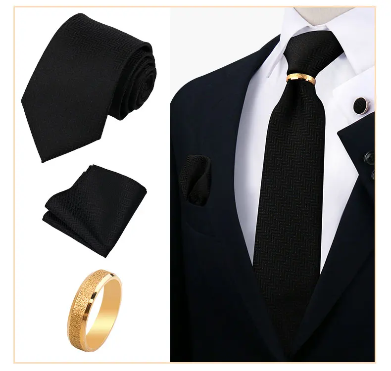 Krawattenring für Männer, luxuriöse Krawatte, Einstecktuch, Manschettenknöpfe mit goldenem Metallring, Anzug, Paisley, rote Krawatte für Hochzeit, 8 cm Herren-Accessoires – Detail 28