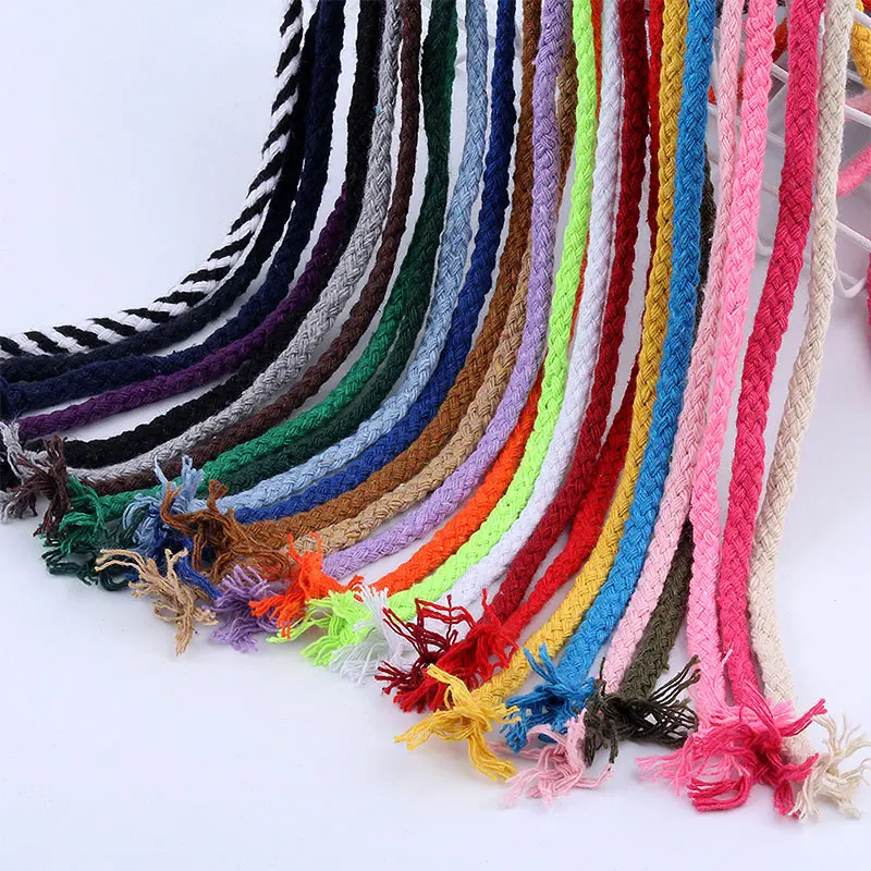 5mm Colored Cotton Twisted Rope DIY Craft Decorative Drawstring Belt Handmade Bag Accessories Woven Cord 10/5Meters