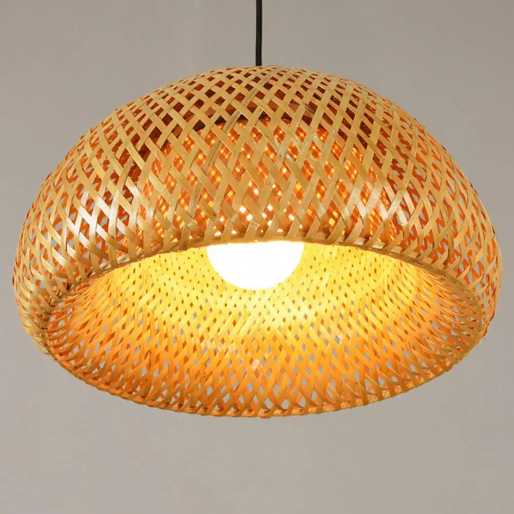 HandwovenLampShadeNaturalBambooPastoralHangingLampCoverRattan