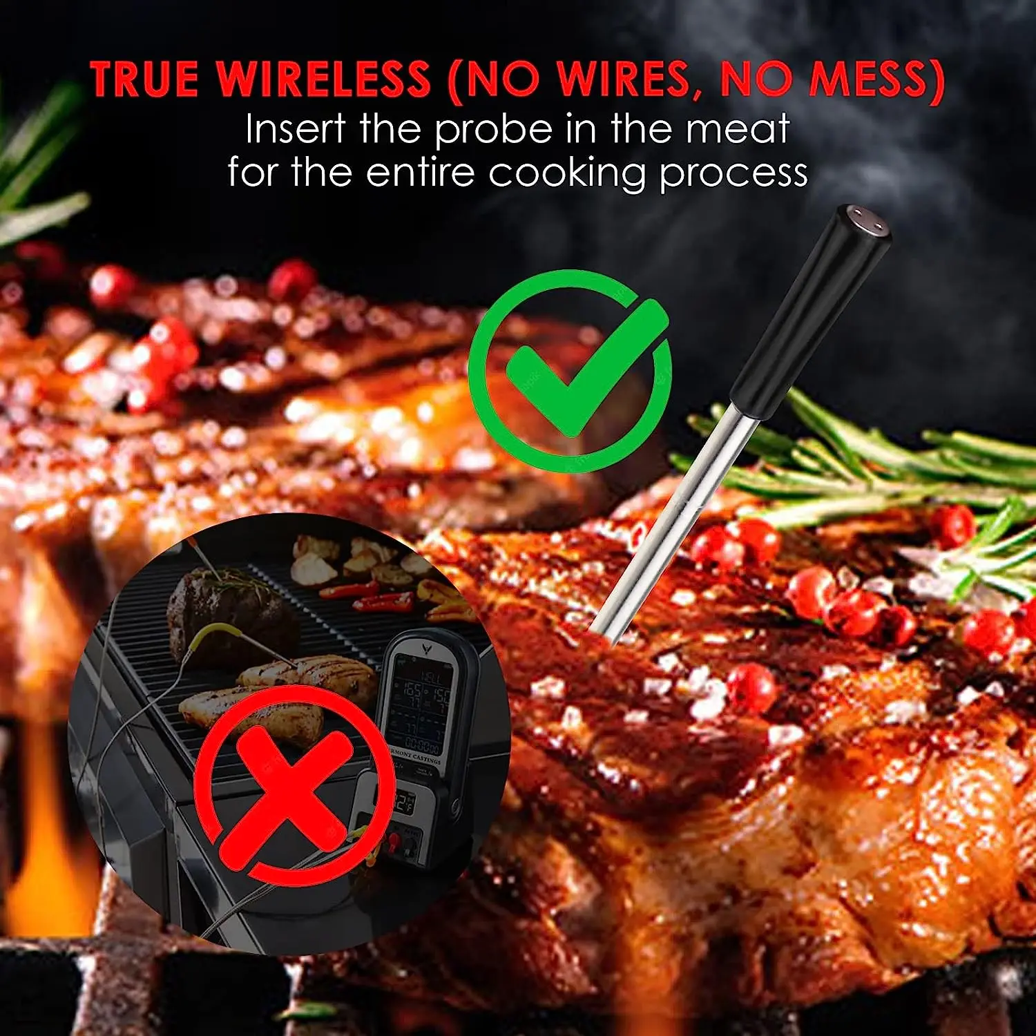 Wireless Meat Food Thermometer for Oven Grill BBQ Smoker Kitchen Smart  Digital Bluetooth Barbecue Thermometer Temperature Gauge - AliExpress