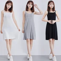 Robe Modal à bretelles Spaghetti pour femmes, jupe gilet longue de 90 à 120cm, Camisoles, jupon intérieur 6