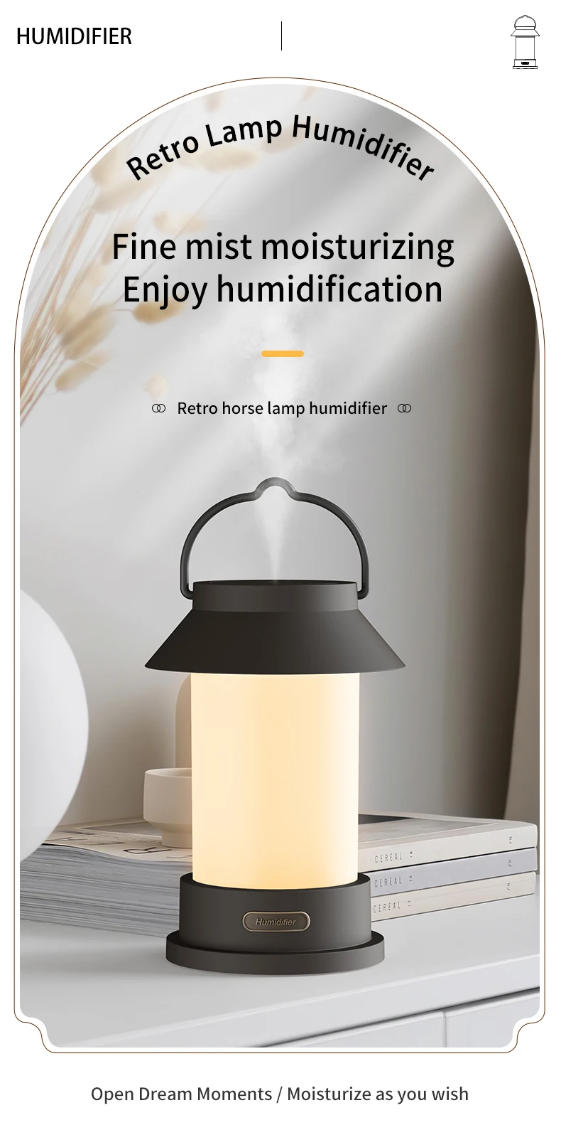 Gadgetoo 2022 New Retro Lamp Humidifier Outdoor Usb Rechargeable Emergency Lighting Portable Lights Camping Lamp Diffuser Essential Oils