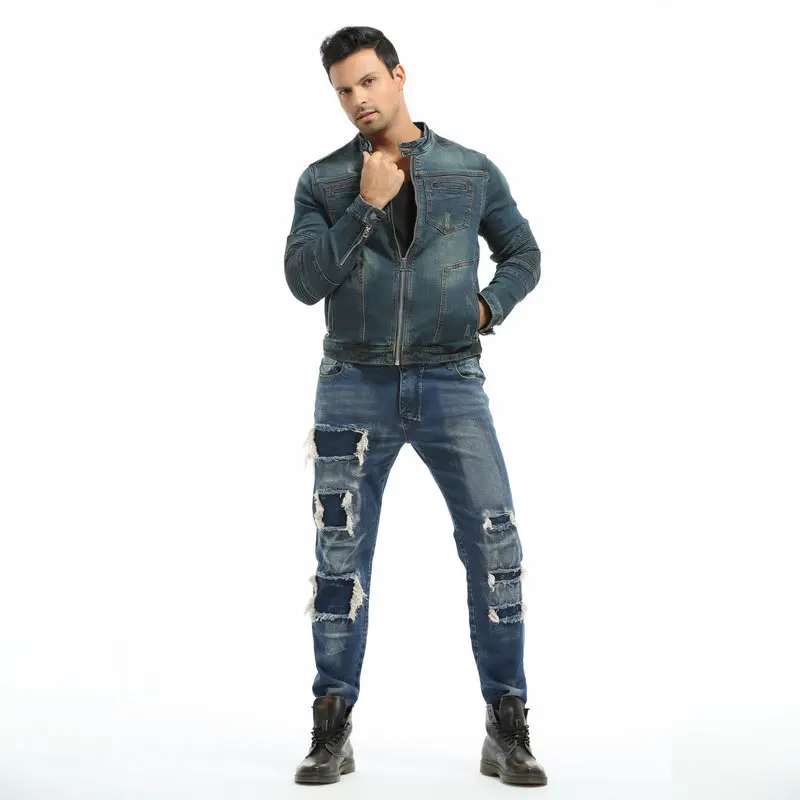 레트로 오토바이 오프로드 재킷 셔츠 데님 재킷 오토바이 재킷 남성 캐주얼 라이딩 안티폴 등 보호 데님 재킷