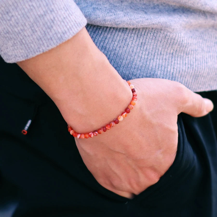Natural Stone Unisex Bracelet with Rice Beads