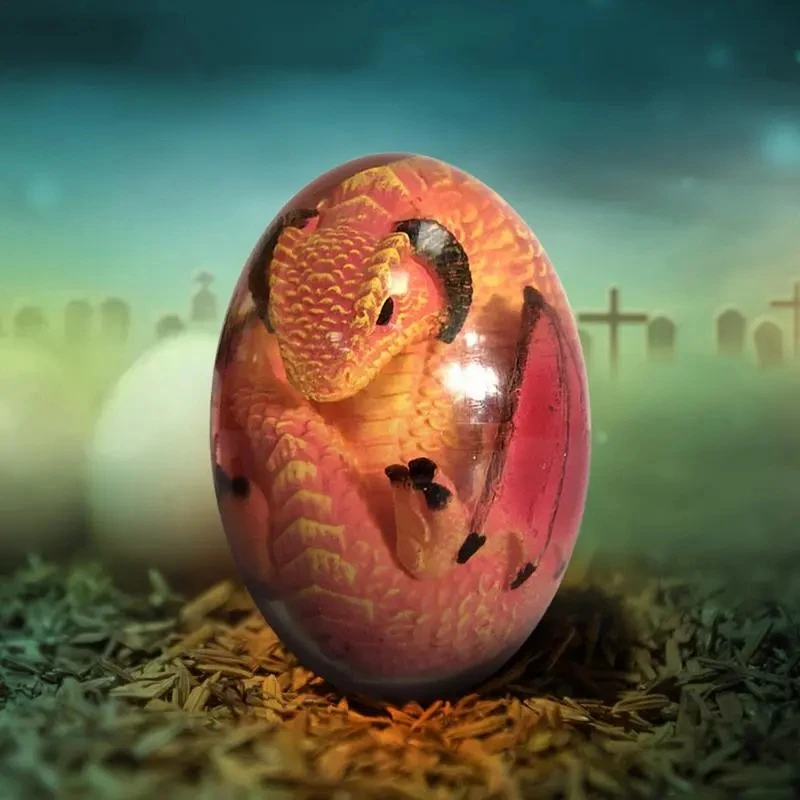 Enchanted Lava Dragon Egg Resin Sculpture - Ornamental Crystal Gemstone Souvenir and Home Decor
