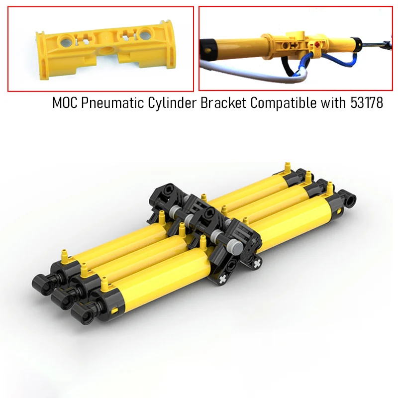 Technical Parts MOC Pneumatic Cylinder Bracket V2 Large (2x11) fit for