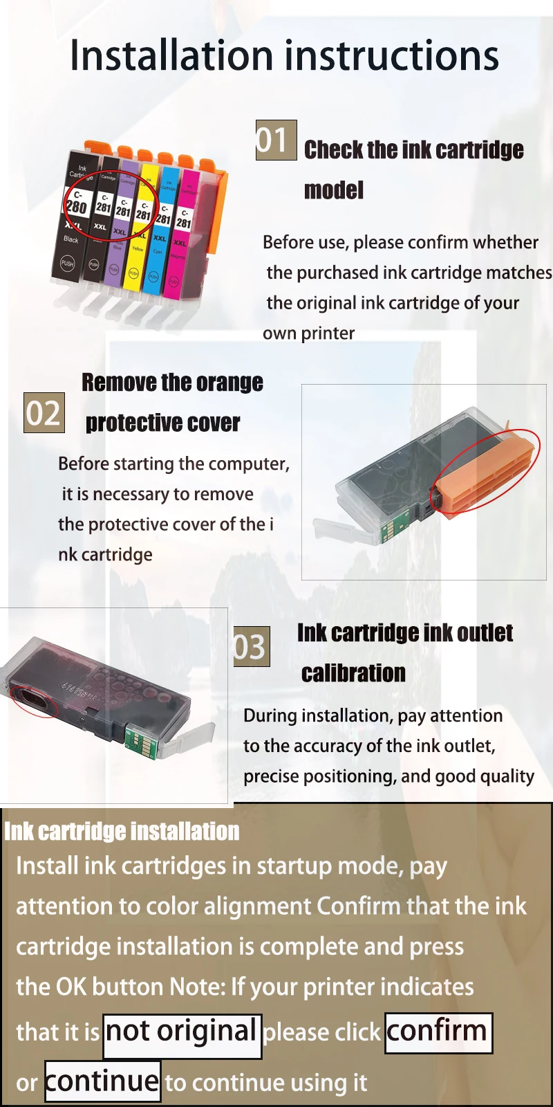 Ink Cartridge Inkjet Ink Cartridge einkshop PGI-280 CLI-281 For Canon PGI 280 CLI 281 PIXMA TR7520 TR8520 TS6120 TS8120 TS9120 printer