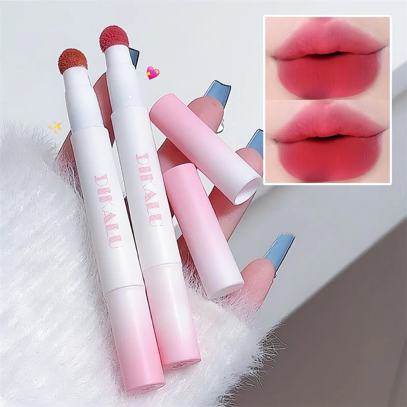 Matte Lip Mud Air Cushion Lips Cream Brick Red Lip Glaze Powder  Lipstick Pen Non-Stick Cup Female Lip Tint Korean Makeup 3
