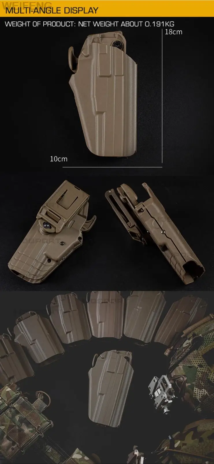 Description Picture 5 of itemTactical Gun Holster for Glock 17L/34/35/40/41 Colt 1911 CZ75 S&W Pistol Case with Drop Leg Paddle Hunting Accessories