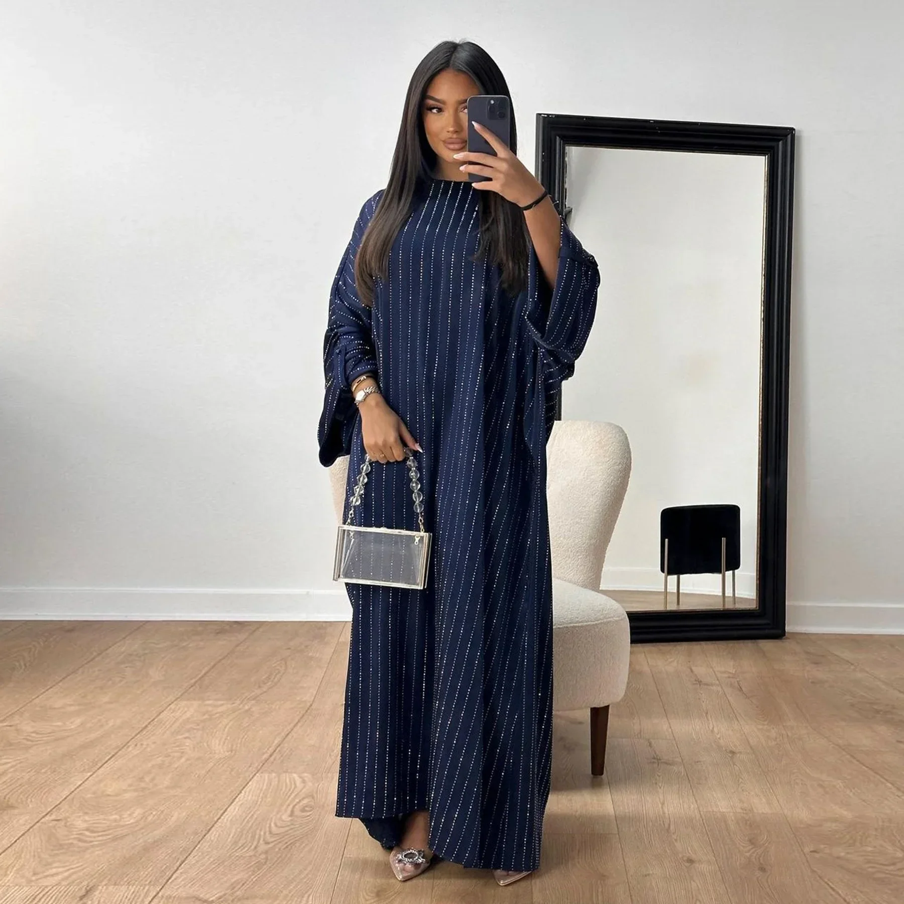 2025 Luxury Dubai Abaya Dress for Muslim Women Ramadan Eid Saudi Arabia Party Jalabiya Clothing Islamic Turkey Modest Long Robe 2
